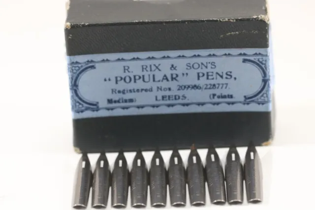 Vintage/Antique R. Rix & Son's "Popular" Pen 1881 Medium Steel Nibs x 10