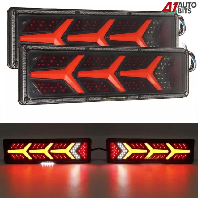 2x LED Rear Tail Lights Reverse Dynamic Turn Indicator 24v Trailer Truck L+R