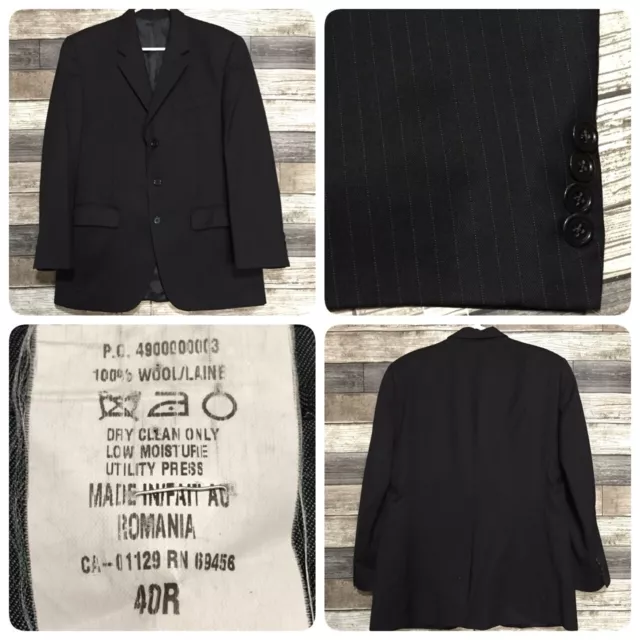 Lauren Ralph Lauren Wool Stripe Blazer Men’s 40R Black 3 Button (Read Details)