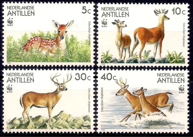 Netherlands Antilles 1992 WWF White-Tailed Deer Animals Wildlife Nature 4v MNH