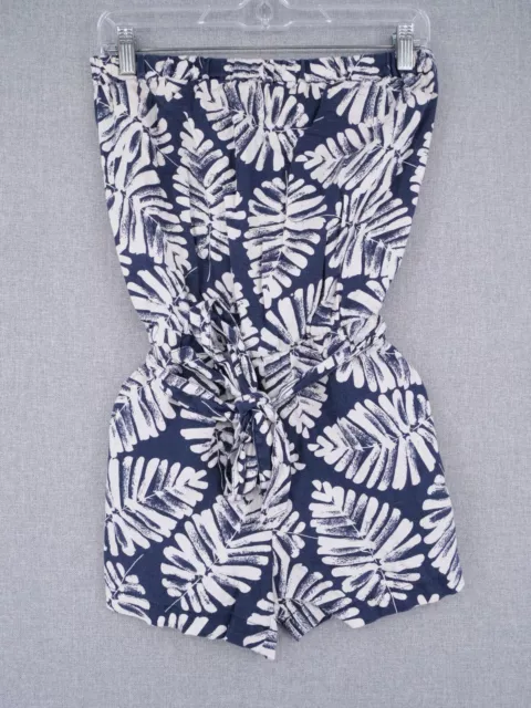 Banana Republic Romper Womens Size 2 Blue White Floral Sleeveless Belted