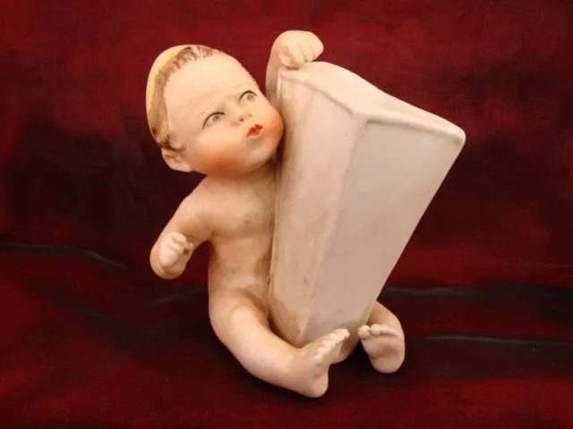 Vase Figurine Pique-fleurs Bebe Ange Piano Baby Style italien Porcelaine Ceramiq