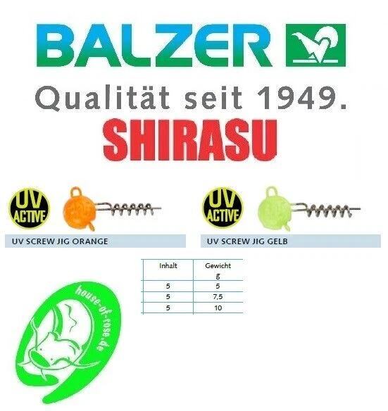 Balzer Shirasu UV Screw-In Jigköpfe Schraubkopf Jig Hecht Zander Barsch Angeln