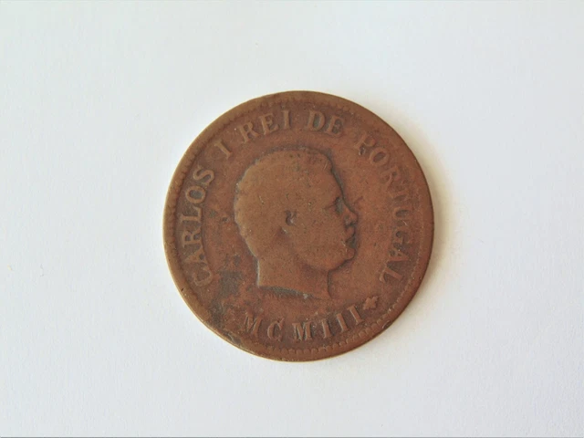 Rare Portugal - India Coin - Carlos I - 1/2 Tanga Mcmiii (1903) Vf - Km# 16 🇵🇹