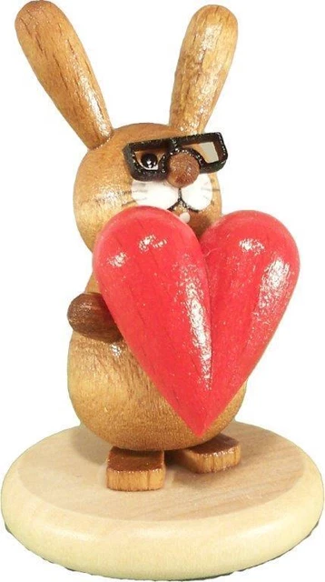 Statua Pasqua Coniglio Base con Cuore Altezza Circa 4cm Nuovo Decorazione di