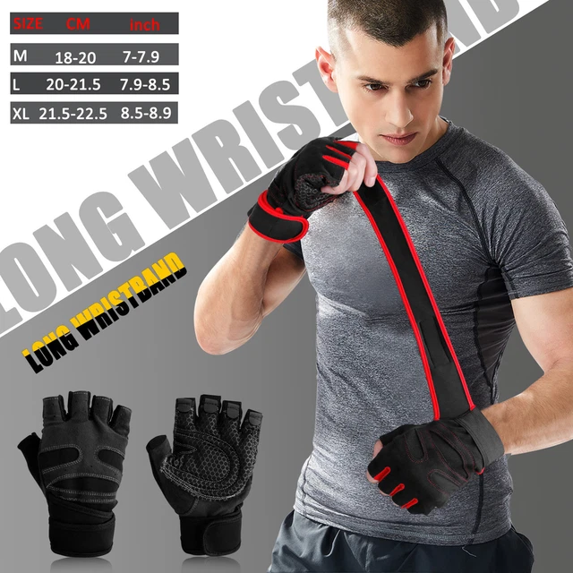 Men Women Gym Gloves With Wrist Wrap Support For Weight Lifting//Fitness S New;