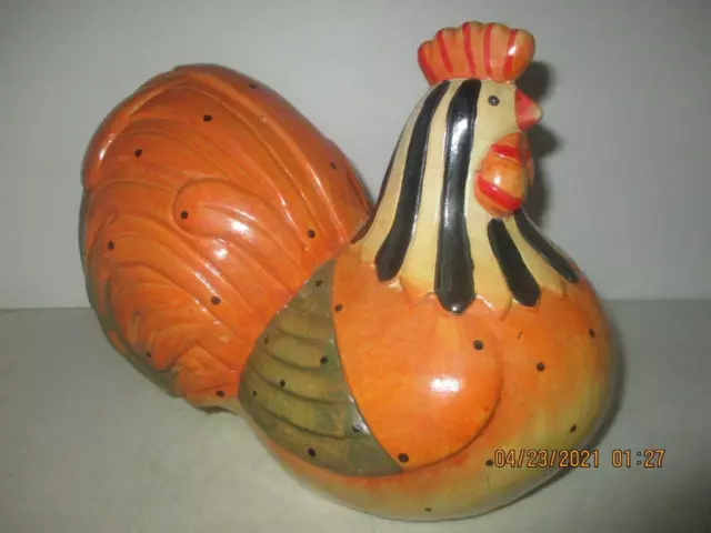 Large Fat Ceramic Laying Rooster/Hen 8-1/2" Tall x 12" Across LOVELY COLORS!