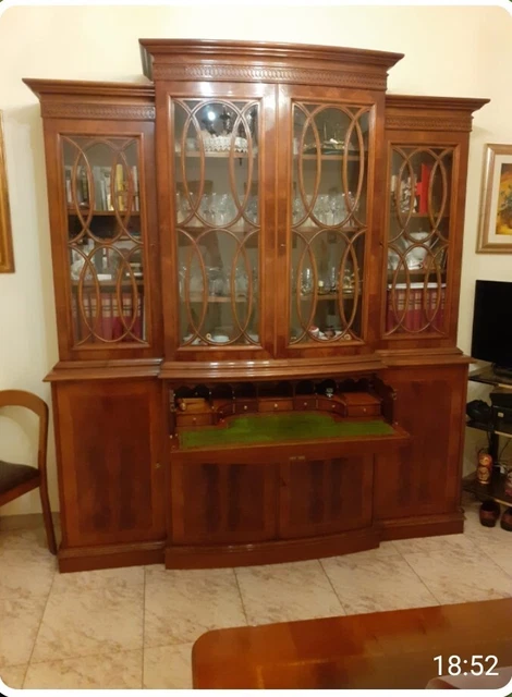 Mobile Vetrina In Stile Inglese In Piuma Di Rovere