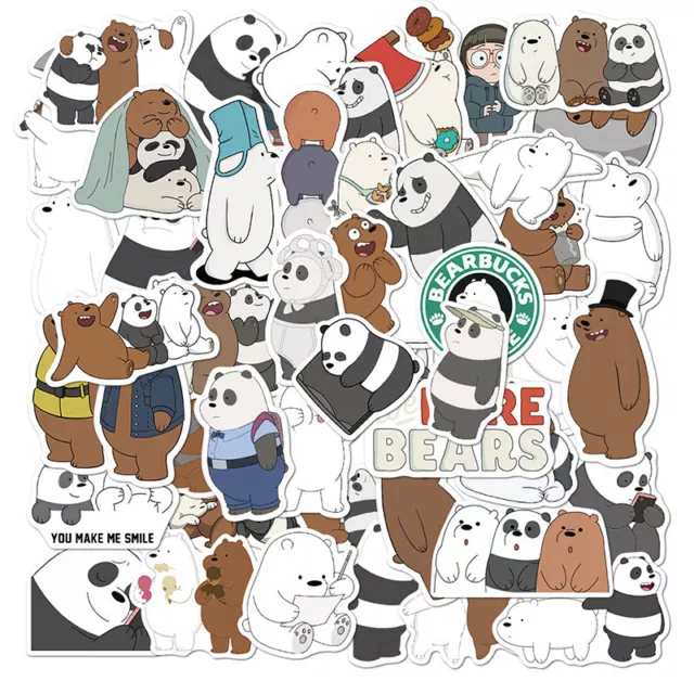 50pc Bare bear Sticker Laptop Guitar Skateboard Luggage Funny Graffiti Stickers_