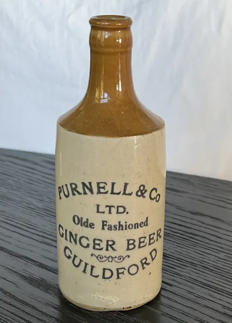 Vintage Stoneware Bottle - Purnell & Co Guildford Ginger Beer - Bourne Denby 40
