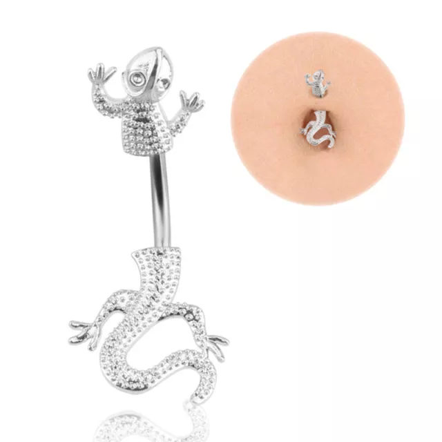 Stainless Steel Lizard Navel Belly Button Ring Bar Women Body Piercing Jewe*w Sp