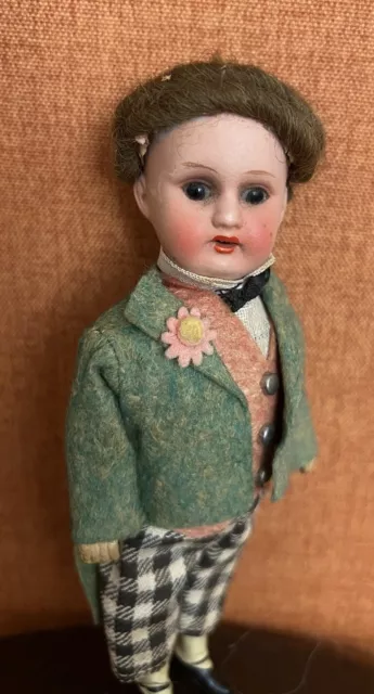 CUTE Antique German Armand Marseille 390 Painted Bisque Boy Doll All ORG 6"