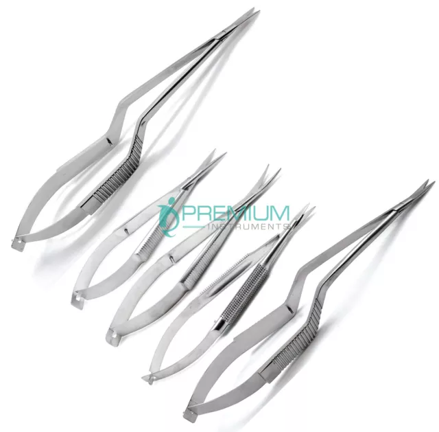 Eye Ophthalmic Castroviejo Yasargil Scissors Micro Surgical Instruments Set of 5