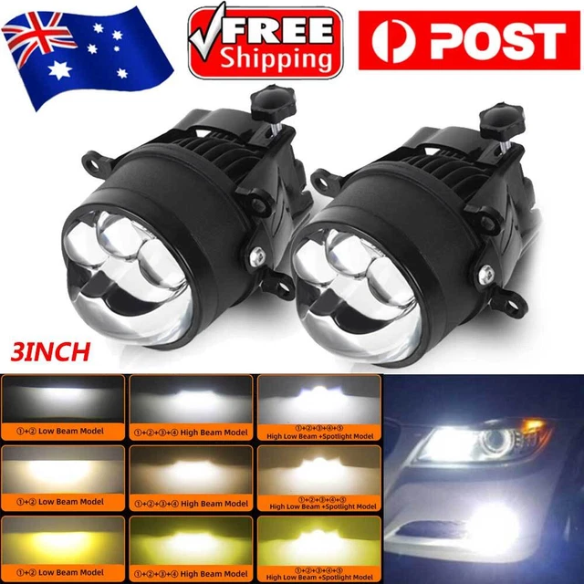 2X 3.0INCH FOG Lights Curved Bi-LED Projector Lens Hi-Lo 110W 50000LM ...