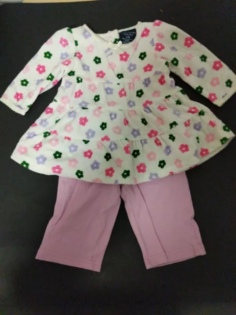 0-3 Months Newborn Baby Girl 2 Piece Outfit Set Shirt Pants Pink Flowers