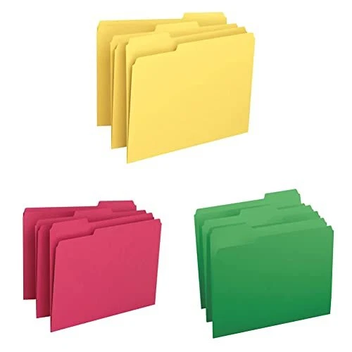 Smead Colored File Folder, 1/3-Cut Tab, Letter Size, Yellow, 100 per Box (129...