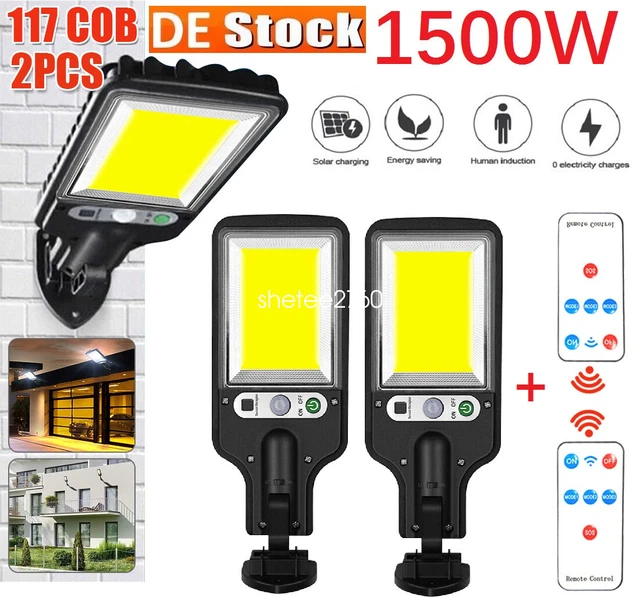 2xLED Solarleuchte mit Bewegungsmelder Außen Lampen Fluter Garten Wand Licht