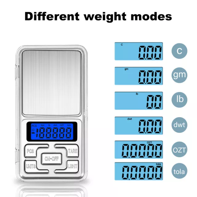 Mini Digitale elektronische Waage Taschengewicht LCD Gramm Schmuck 0,01 g x 200 g 3