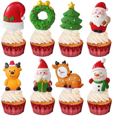 48 pezzi di carta per cupcake per feste di Natale Set di torte natalizie 