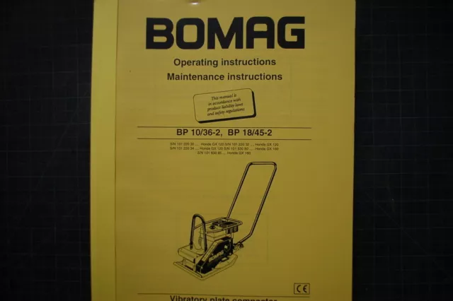 BOMAG BP 10/36-2 18/45-2 PLATE COMPACTOR Operation/Operator Maintenance Manual