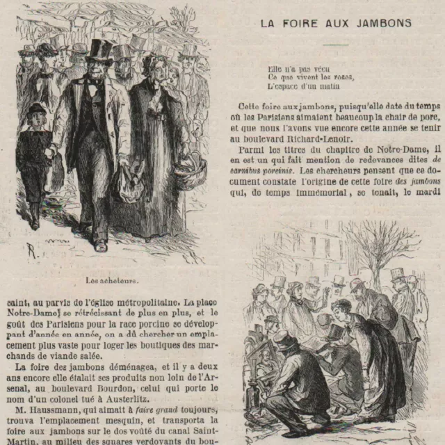 La foire aux jambons - - Gravure de presse 1870