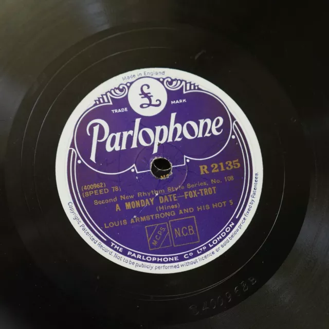 78rpm LOUIS ARMSTRONG HOT 5 a monday date / wrap your troubles in dreams