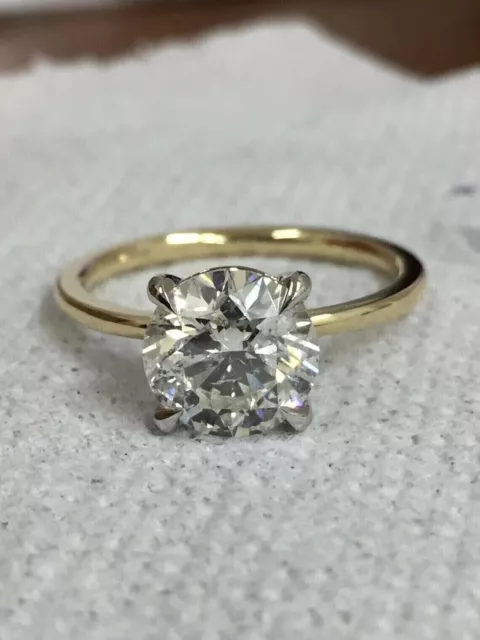 Bague de fiançailles solitaire diamant simulé taille ronde 2 ct en or jaune...
