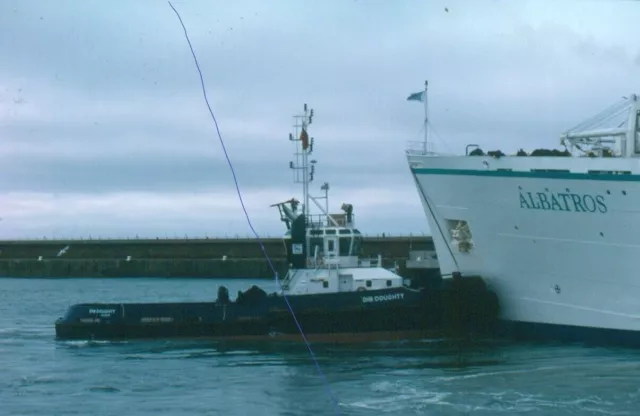 Original Ship Colour Slide Of A Tug 'Doughty' With Cruise Ship 'Albatros' 2000.