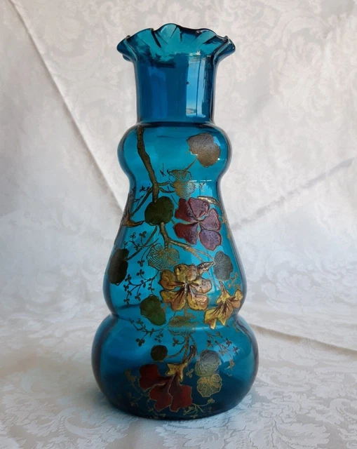 Vase Ancien Gien Art Nouveau – Motif Chrysanthème Et Muguet – Céramique Blanche – France