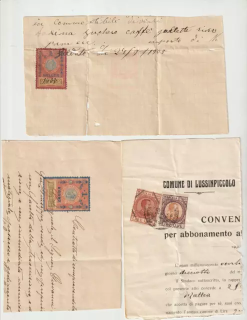 1919 /1926 Italy Austria Revenue stamps on Document Marca Da Bollo Stempel Marke