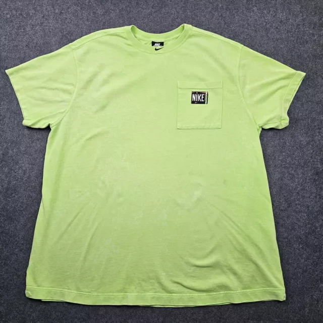 Nike Dress Shirt Womens 2X Green Neon Oversized Baggy Crewneck Pocket Sportswear