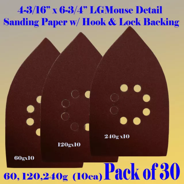 30X L Mouse Detail Sander Sand paper Hook & Loop Mega Mouse Black & Decker
