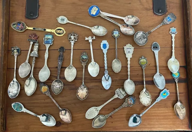 Large Job Lot Of Vintage Collectors Souvenir Spoons