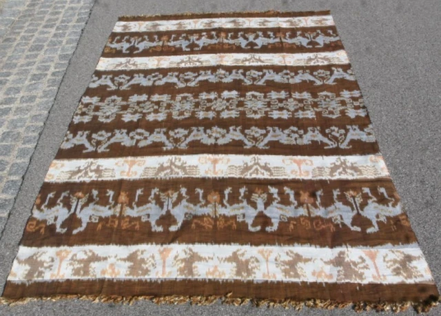 Beautiful plant-dyed, hand woven cotton warp ikat from Sumba island, Indonesia