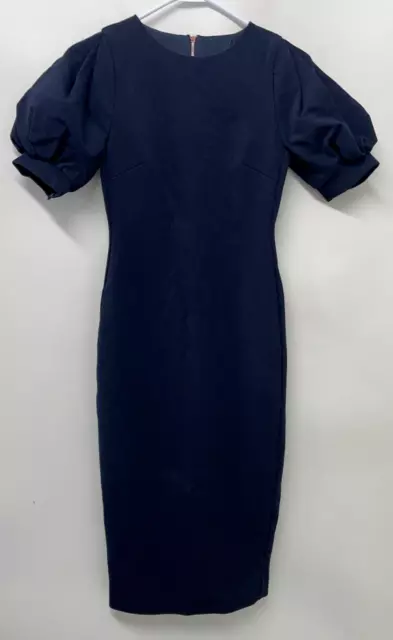 Max Mara Womens 4 Stretch Jersey Dress Navy Short Puff Sleeves Unione Sheath