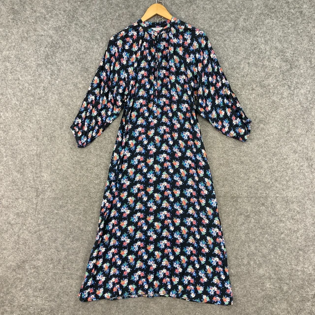 NEW Primrose Park Womens Dress Size S Small Black Floral 3/4 Sleeve Midi 35117