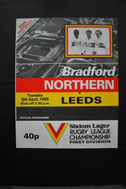 Rugby League Programme: Bradford Northern v Leeds - 1st Div - 9th April 1985