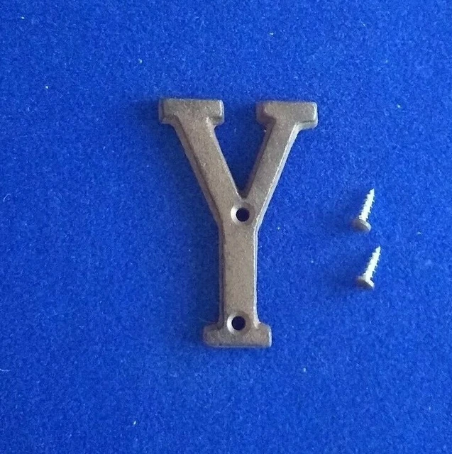 Letters Y Cast Iron Rustic Look Brown 3 inch Screws House Barn Gate Wall Decore