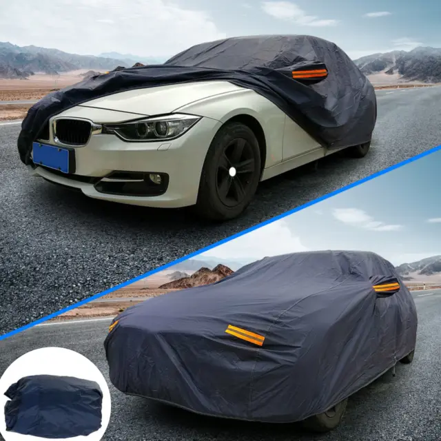 Heavy Duty Outdoor Full Car Cover 100% Waterproof Protect Fit 15-16FT Auto Sedan