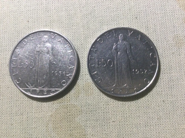 Moneta Citta' Del Vaticano  50 Lire  1956  1957   Pio Xii