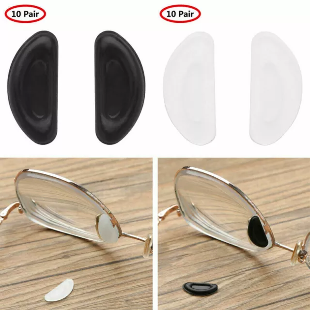 10 Pairs Anti-Slip Silicone Adhesive Stick on Nose Pads for Glasses Eyeglasses