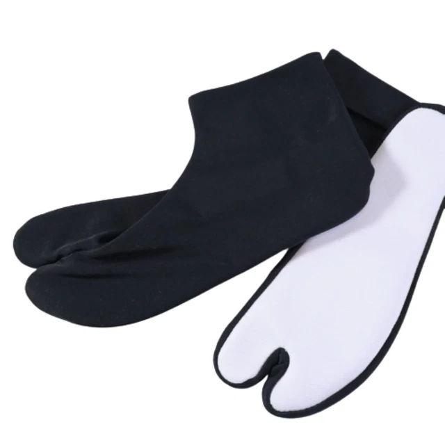 Japanese made men's color stretch tabi socks, nylon, kimono, 26.5-27cm, black
