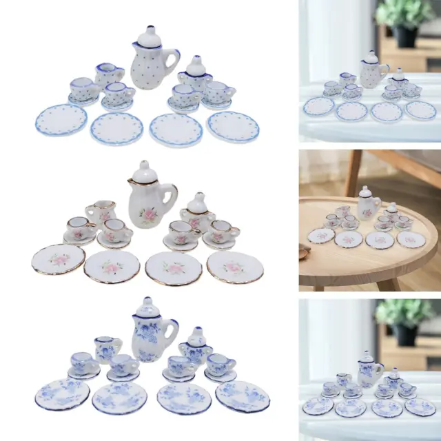 15Pcs Dollhouse Miniature Teapot Set Miniature Set Photography Props 1:12