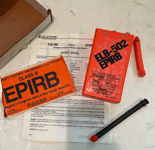 Xceletron Class B EPIRB ELB502 Vintage Manual Electronic Beacon Expired Nautical