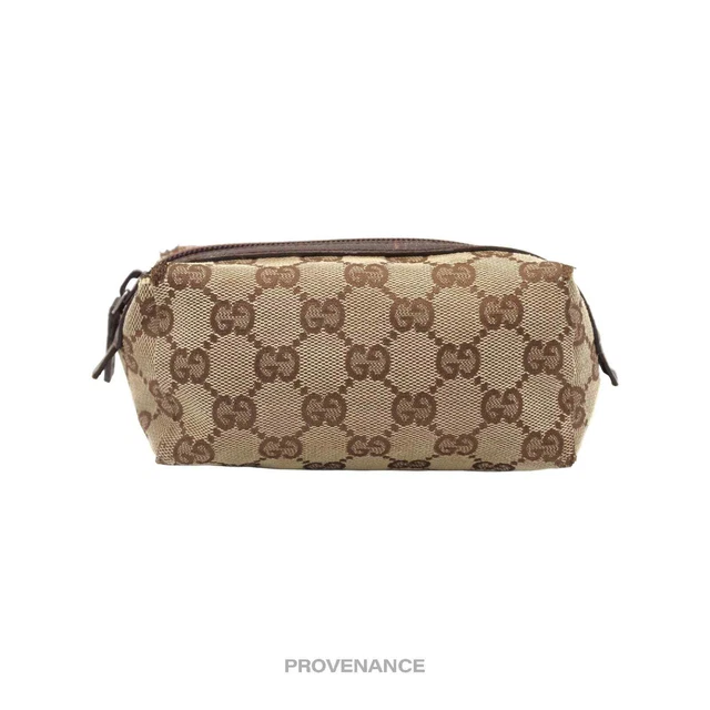 🔴 Gucci Zip Pouch - GG Canvas Brown