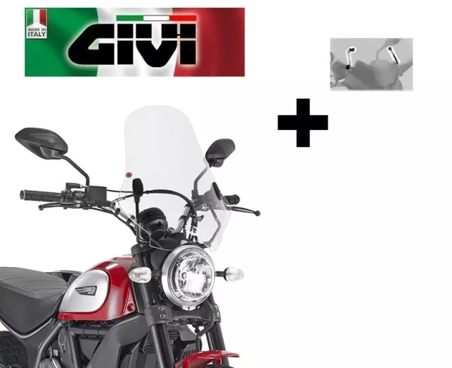 Parabrisas Transparente Completo Ataques Ducati Scrambler 400 2016 2017 GIVI