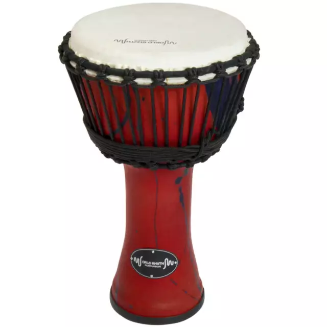 World Rhythm MDJ003 12" Djembe Drum in Red - African Synthetic Djembe Drum