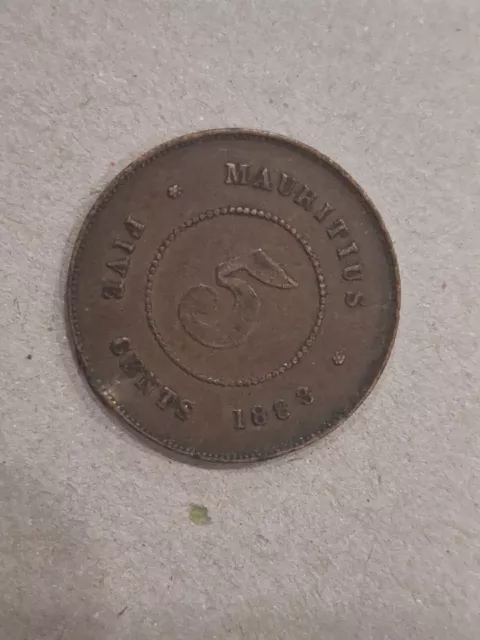 5 Cents 1883 Mauritius Queen Victoria Rarität Selten Münze Coin 1