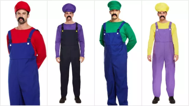 COSTUME DA UOMO Super Mario Bros Luigi Wario Waluigi Costume Operaio  Idraulico EUR 11,68 - PicClick IT