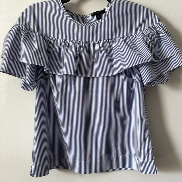 NWOT JCREW | Women’s Cotton Striped Short Sleeved Ruffle Blouse size 6 3